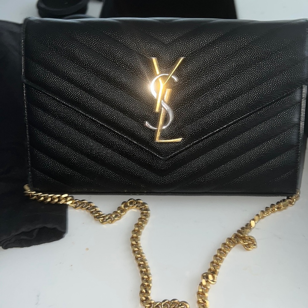 SAINT LAURENT Monogramme mini quilted textured-leather shoulder bag